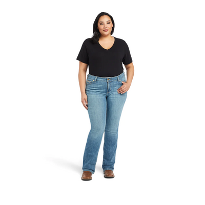 Ariat Womens REAL Mid Rise Straight Leg Arrow Fit Esmeralda Jean