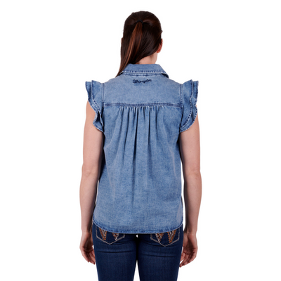 Wrangler Womens Kiara Ruffle Sleeve Blouse