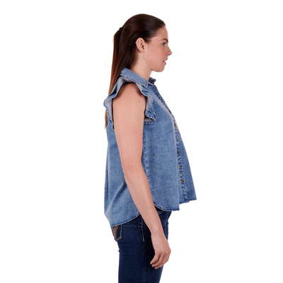 Wrangler Womens Kiara Ruffle Sleeve Blouse