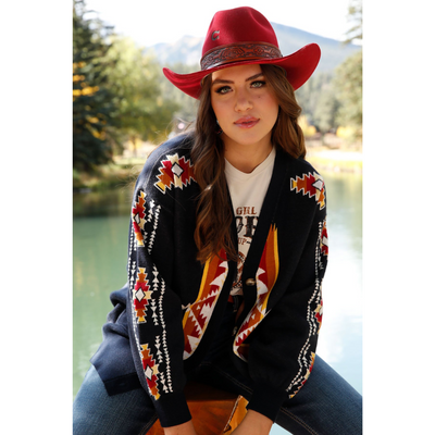 Cruel Denim Womens Aztec Print Knitted Cardigan