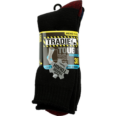 Tradie Mens Cotton 3Pk Work Socks