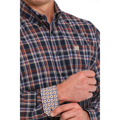 Cinch Mens Navy Multi LS Shirt