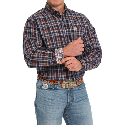 Cinch Mens Navy Multi LS Shirt
