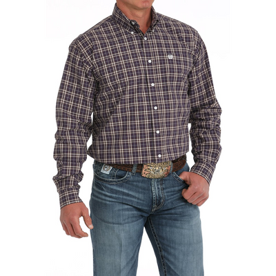 Cinch Mens Purple Check LS Shirt