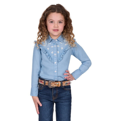 Pure Western Girls Pheobe Frill LS Shirt