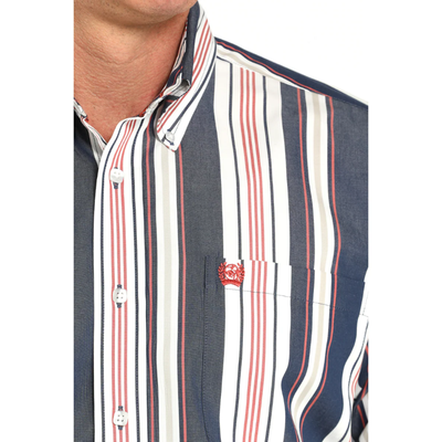 Cinch Mens Navy Striped LS Shirt