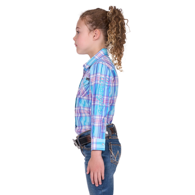 Wrangler Girls Emily Blue Check LS Shirt