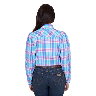 Wrangler Womens Emily Blue Check LS Shirt