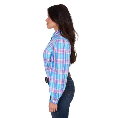 Wrangler Womens Emily Blue Check LS Shirt