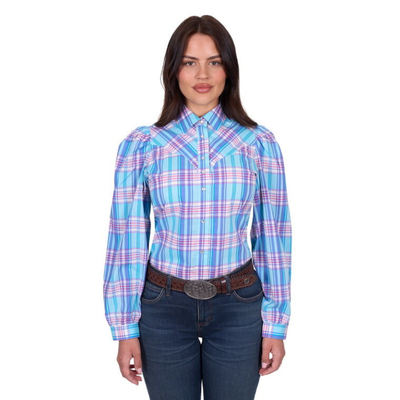 Wrangler Womens Emily Blue Check LS Shirt