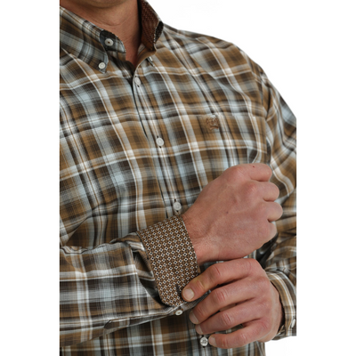 Cinch Mens Brown Check LS Shirt