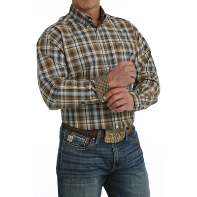 Cinch Mens Brown Check LS Shirt