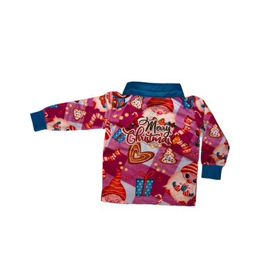Boys/Girls Christmas Fishing Shirt Elf Pink Check