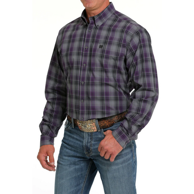 Cinch Mens Purple Check LS Shirt