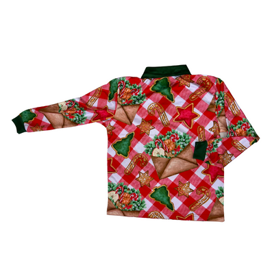 Mens/Womens Christmas Fishing Shirt Candy Cane Red Check