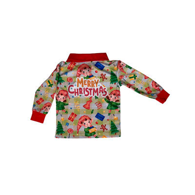 Boys/Girls Christmas Fishing Shirt Elf Yellow Check