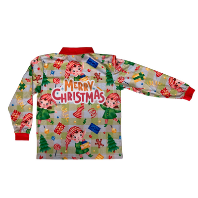 Mens/Womens Christmas Fishing Shirt Elf Yellow Check