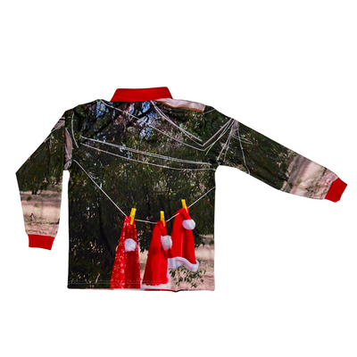 Mens/Womens Christmas Fishing Shirt Santa Hat Photo