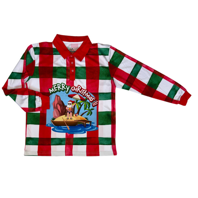 Mens/Womens Christmas Fishing Shirt Island Santa