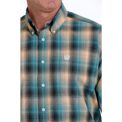 Cinch Mens Teal Check LS Shirt