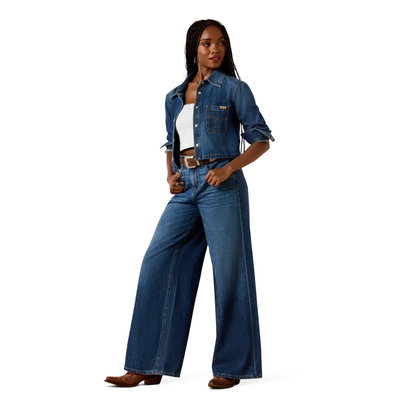 Ariat Womens Cropped Comfort LS Dark Denim Shirt