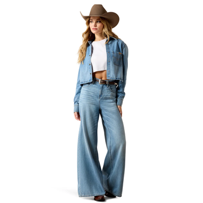 Ariat Womens Cropped Comfort LS Light Denim Shirt