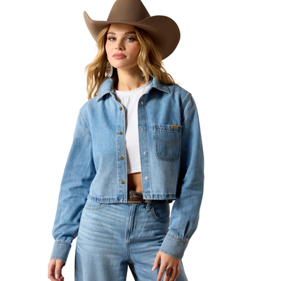 Ariat Womens Cropped Comfort LS Light Denim Shirt