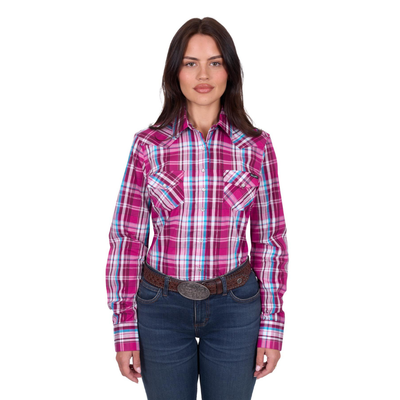 Wrangler Womens Molly Pink Check LS Shirt