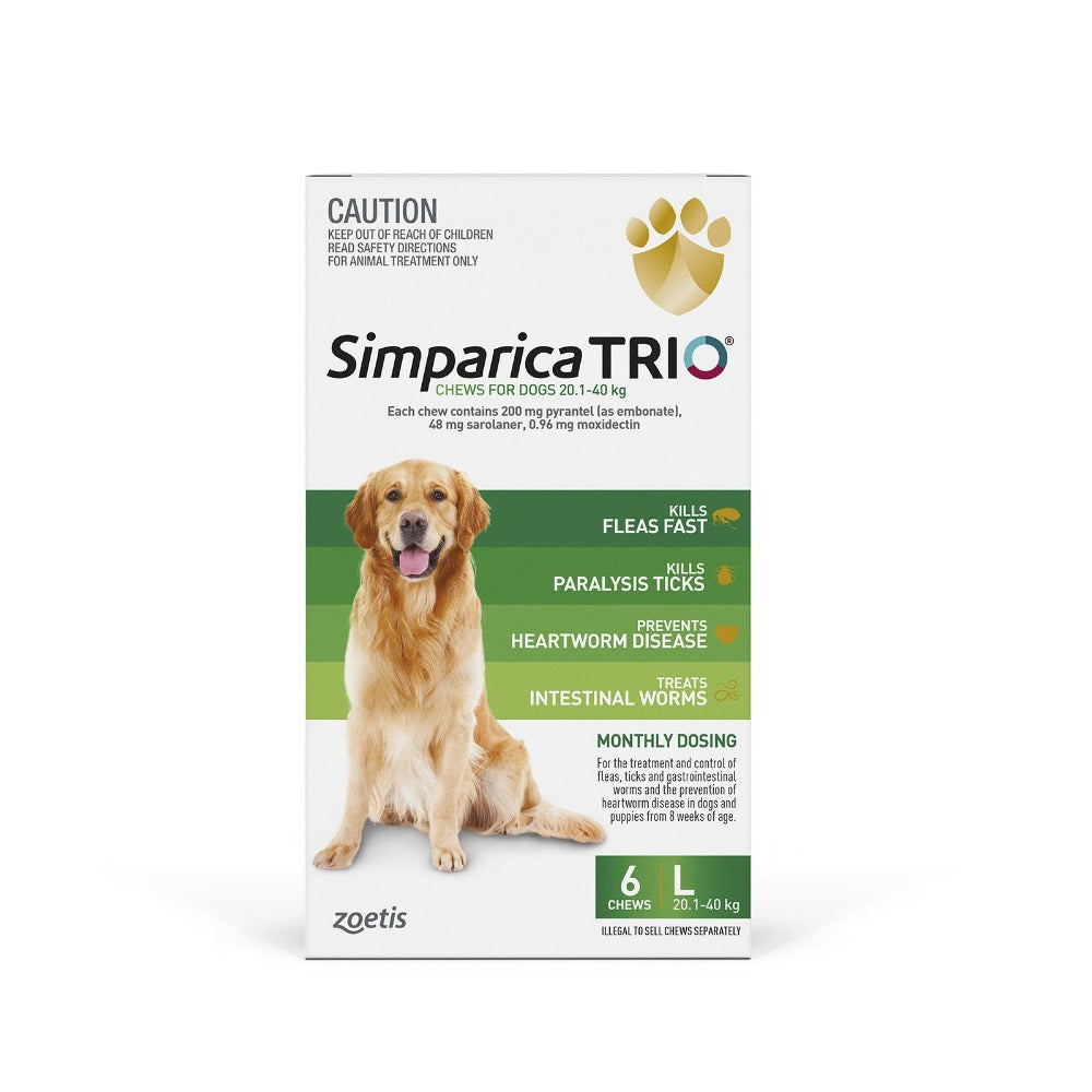 Simparica Trio 20.1-40kg Green 3Pk