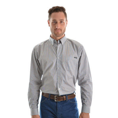 Wrangler Mens Henry Print Long Sleeve Shirt