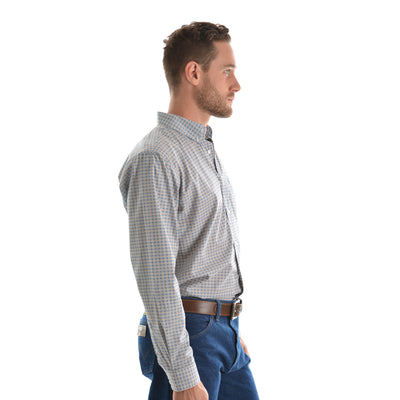 Wrangler Mens Henry Print Long Sleeve Shirt