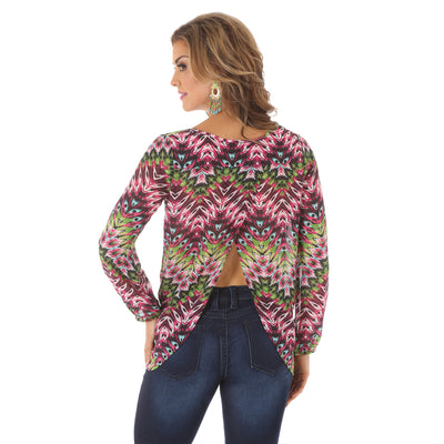 Wrangler Womens Rock 47 Scoopneck Chiffon Long Sleeve Top