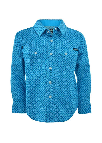 Pure Western Boys Devon Print Long Sleeve Shirt