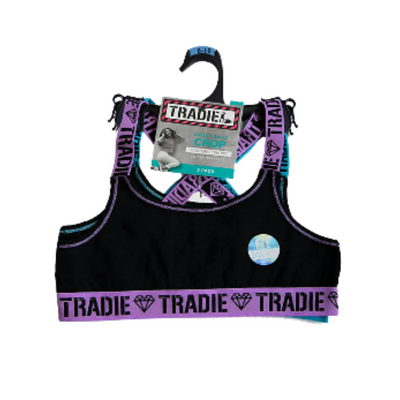 Tradie Girls Cross Back Crop 2Pk