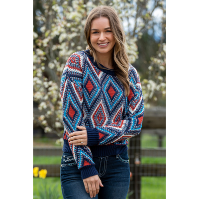 Pure Western Womens Geneva Cable Knit Pullover