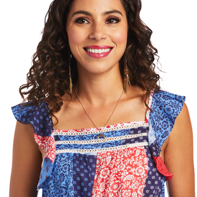 Ariat Womens Blue Note Patchwork Tank