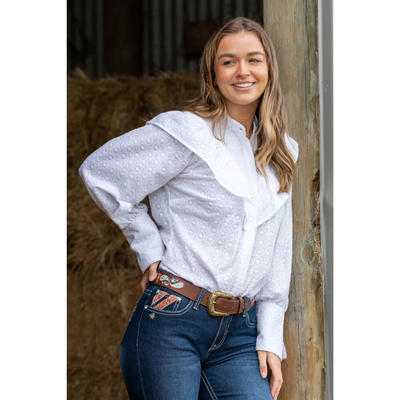 Pure Western Womens Savannah Ruffle LS Shirt