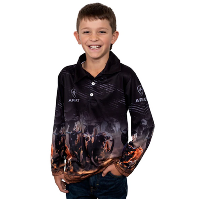 Ariat Boys Cattle Herd LS Fishing Shirt