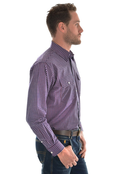 Thomas Cook Mens Henley Check Long Sleeve Shirt