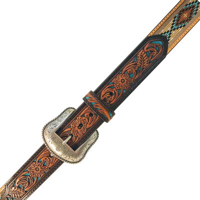 Roper Mens Genuine Leather Aztec Belt