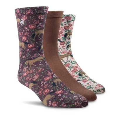 Ariat Womens Novelty Crew Socks 3pk