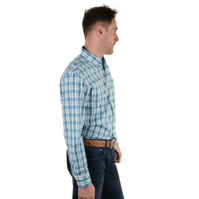 Pure Western Mens Archer Check Long Sleeve Shirt