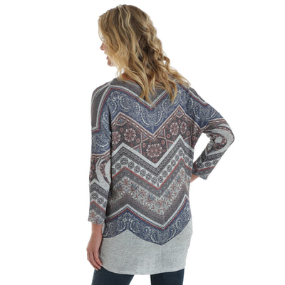 Wrangler Womens Aztec Print Dolman Long Sleeve Top