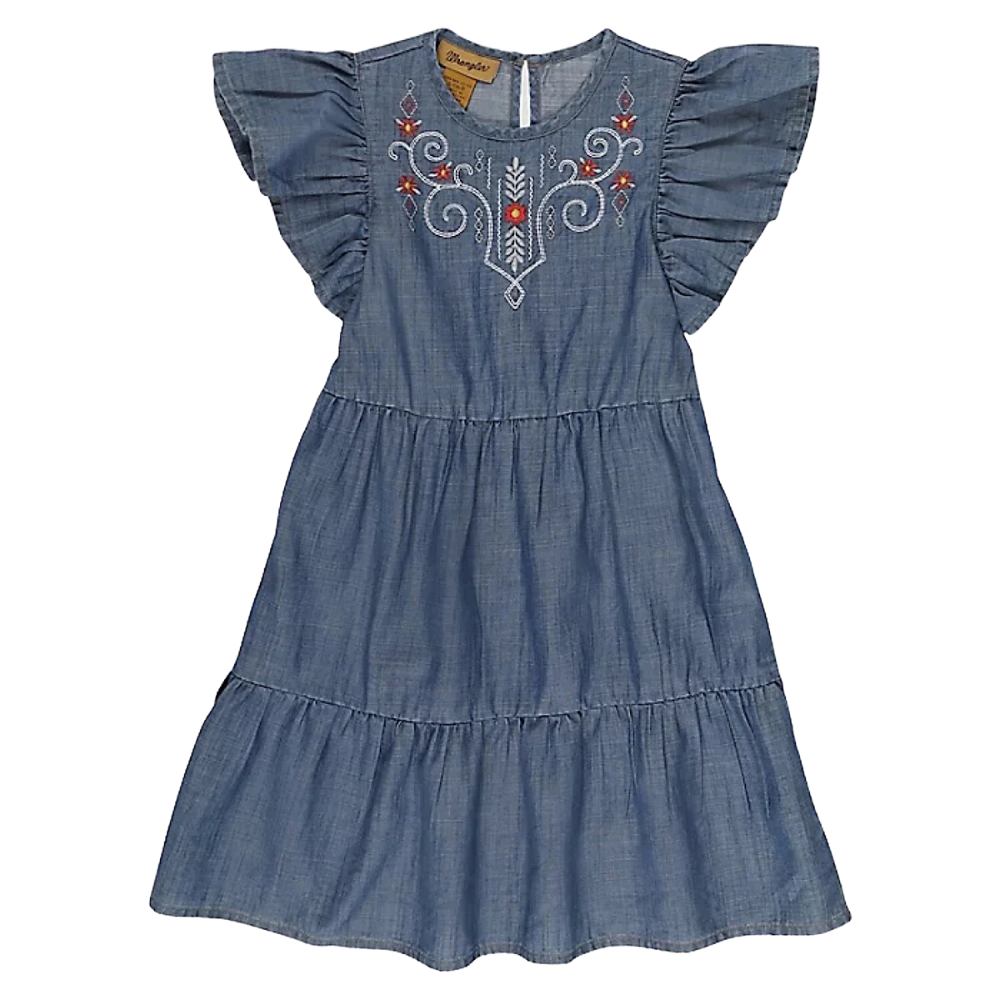 Wrangler Girls Ruffle Sleeve Dress