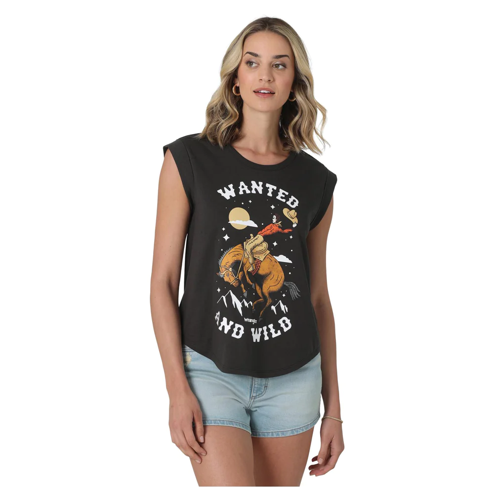 Wrangler Retro Womens Wanted and Wild Cuffed Tee