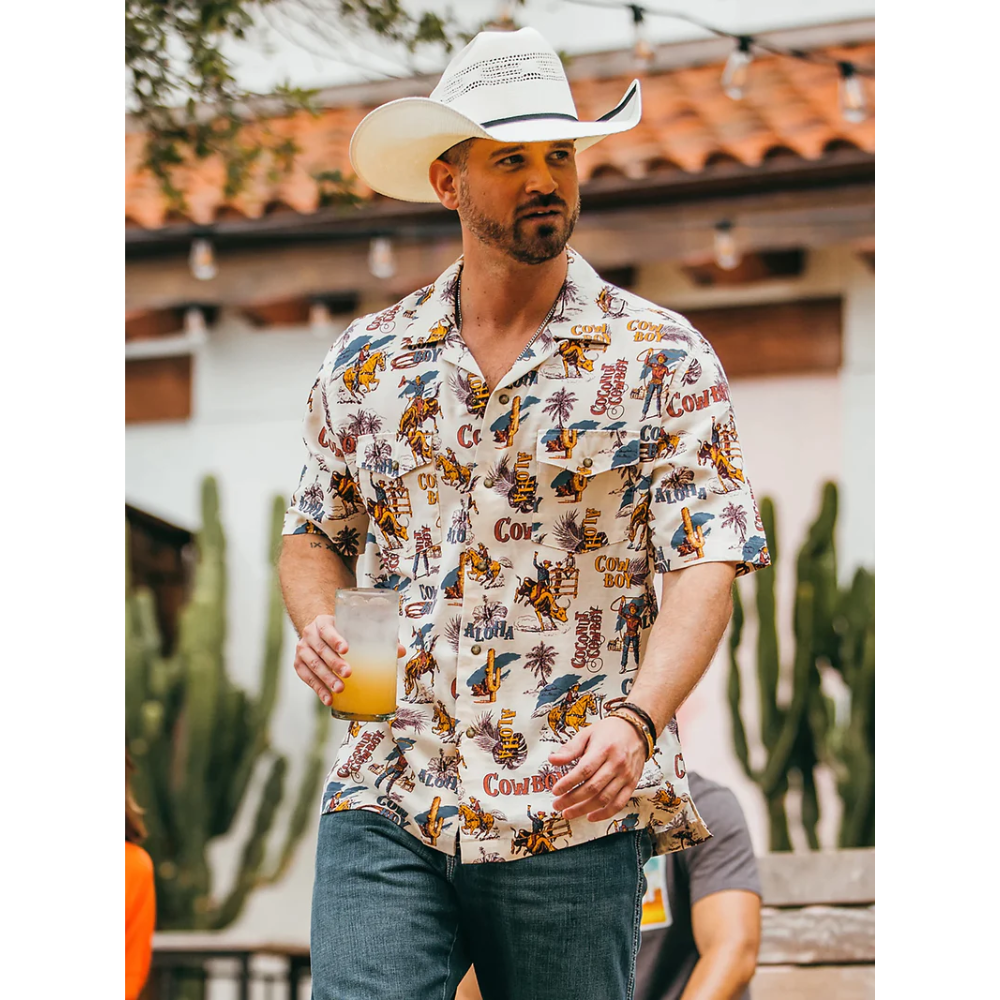 Wrangler Mens Coconut Cowboy Snap Front SS Shirt