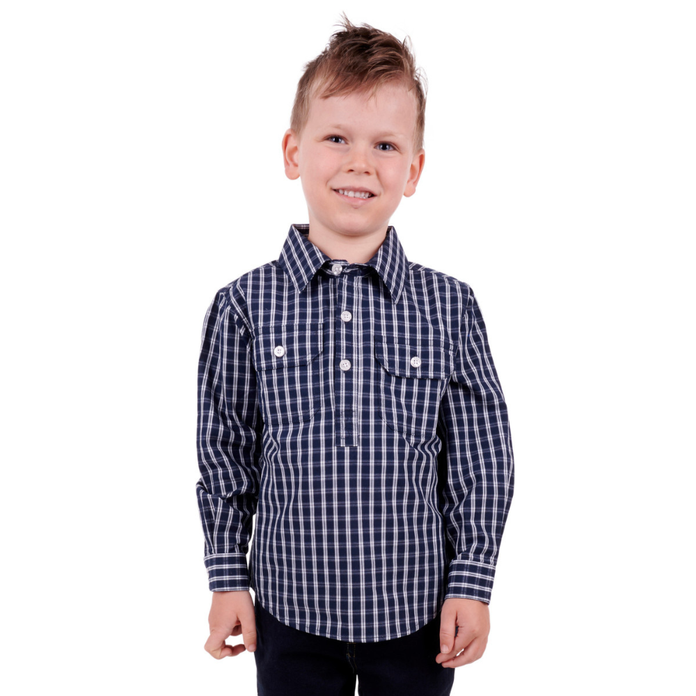 Hard Slog Boys/Girls Alon Half Button LS Shirt