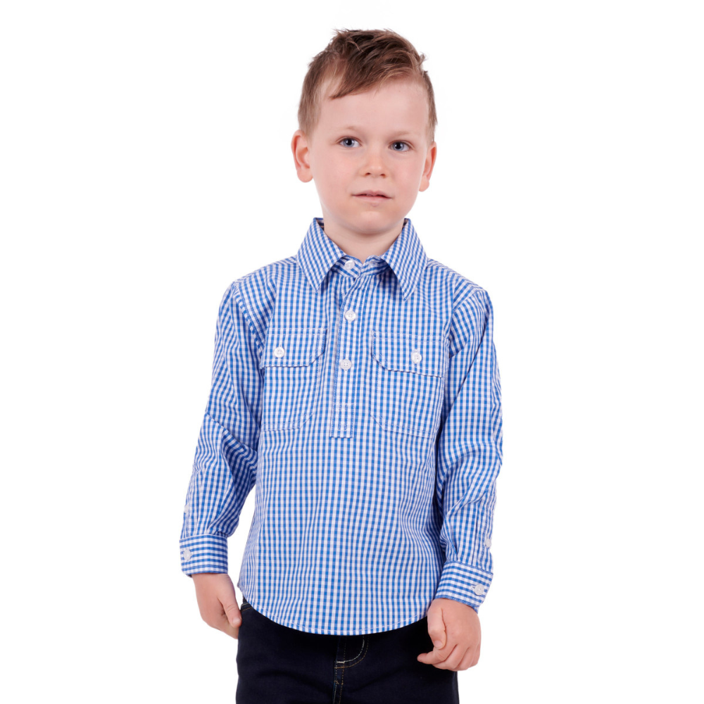 Hard Slog Boys/Girls Devin Half Button LS Shirt