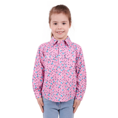 Hard Slog Boys/Girls Floria Half Button LS Shirt