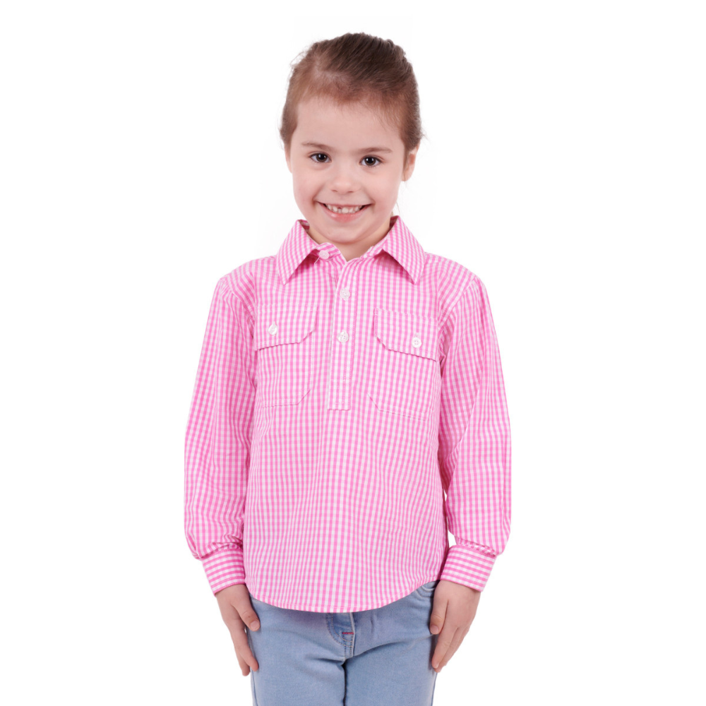 Hard Slog Kids Luvenia Half Button LS Shirt
